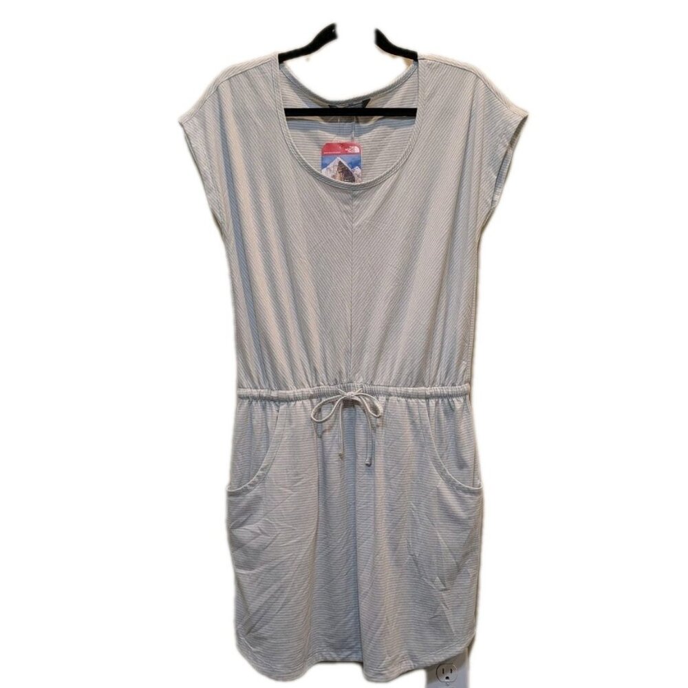 The North Face Simpse T-Shirt Dress Drawstring Waist Md Gray